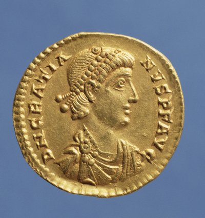 Solidus (Vorderseite) von Gratian (375-383) drapiert, gepanzert und mit einem Diadem. Inschrift: D N GRATIANVS P F AVG von Roman